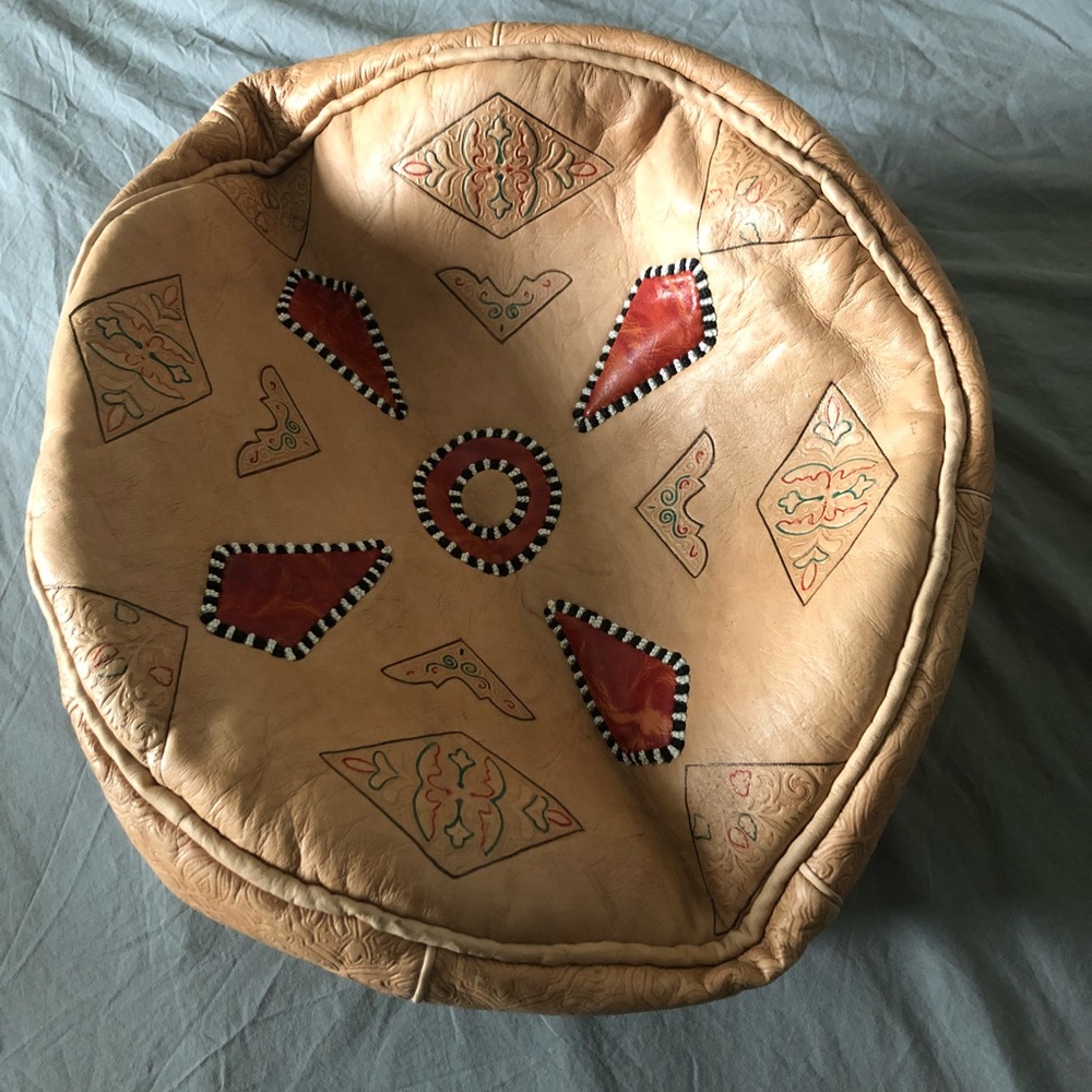 Hand made Leather Moroccan cushion